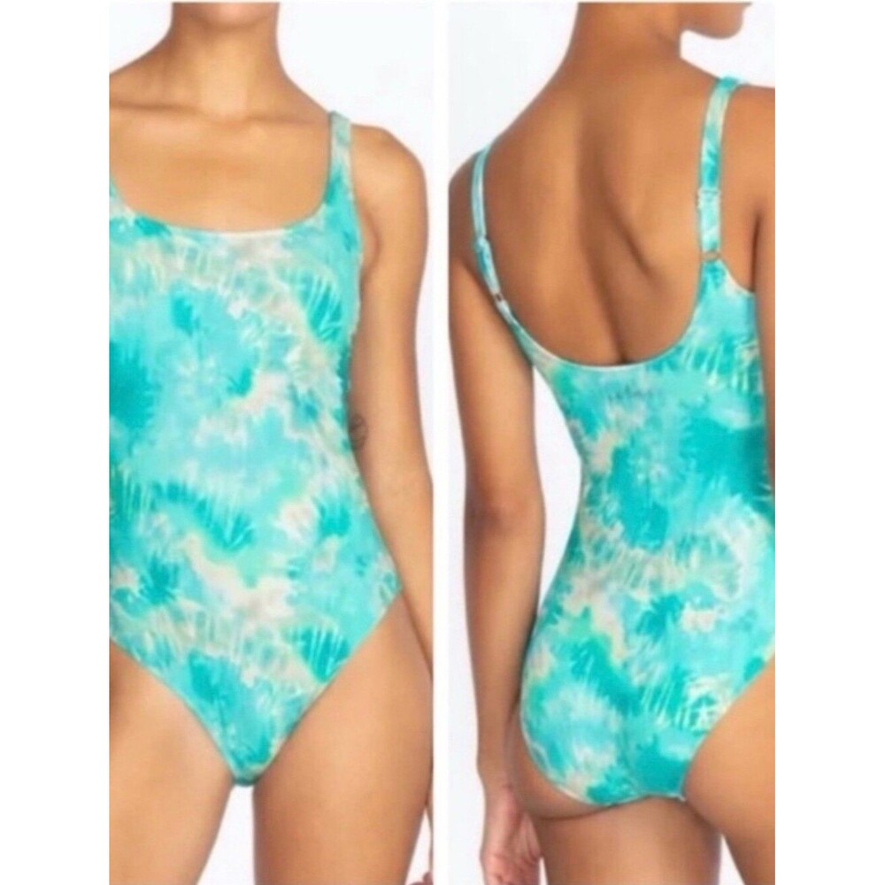 NWT Johnny Was Calme Turquoise Tie Dye One Piece Tank Swimsuit Sz M